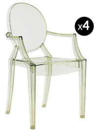 Louis Ghost stackable armchair - Set of 4 Transparent green Kartell Philippe Starck 1